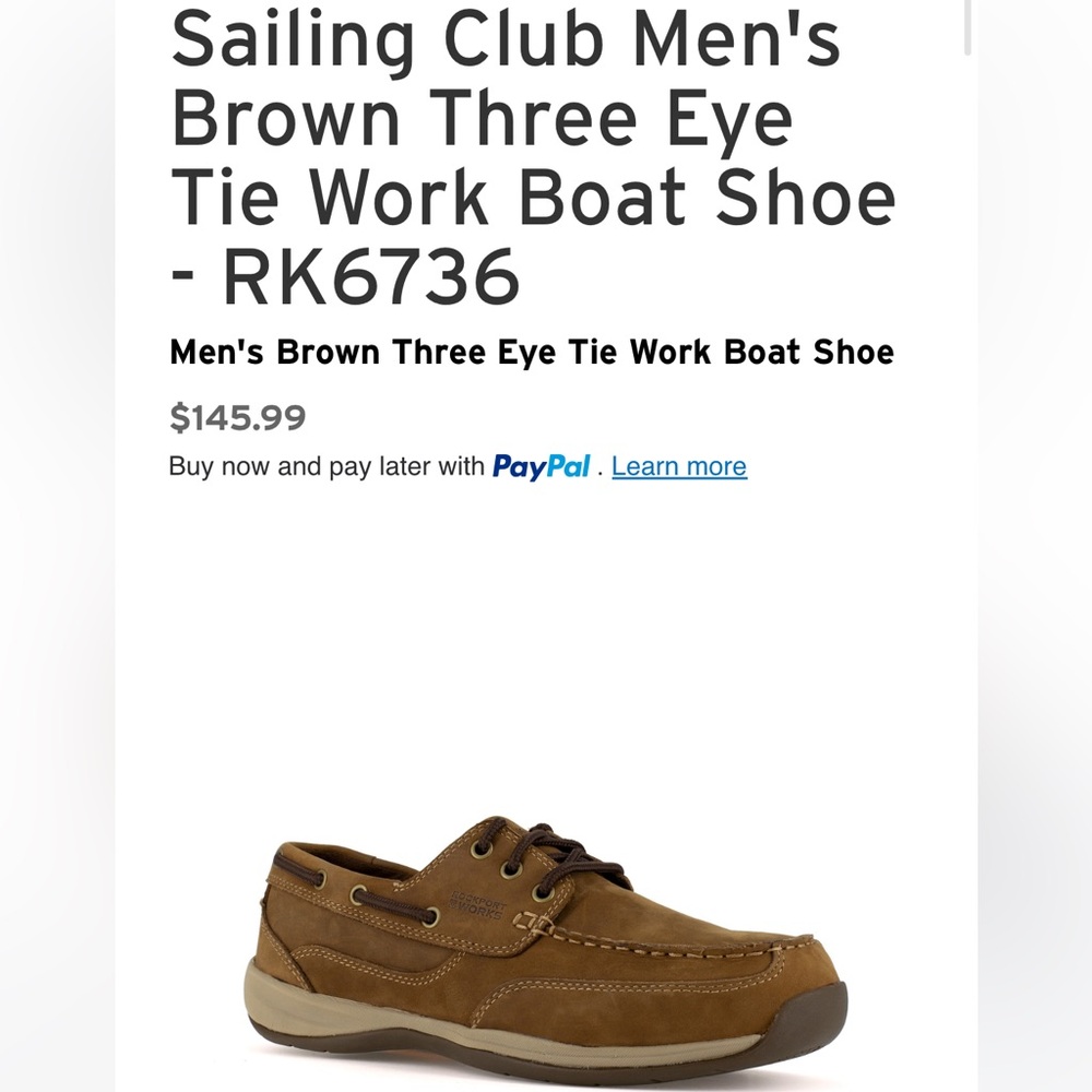 Rockport Men's Tan Boat Shoes steel toe